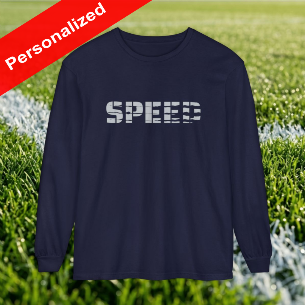 Customizable “SPEED” Athletic Tee. Custom Back Text