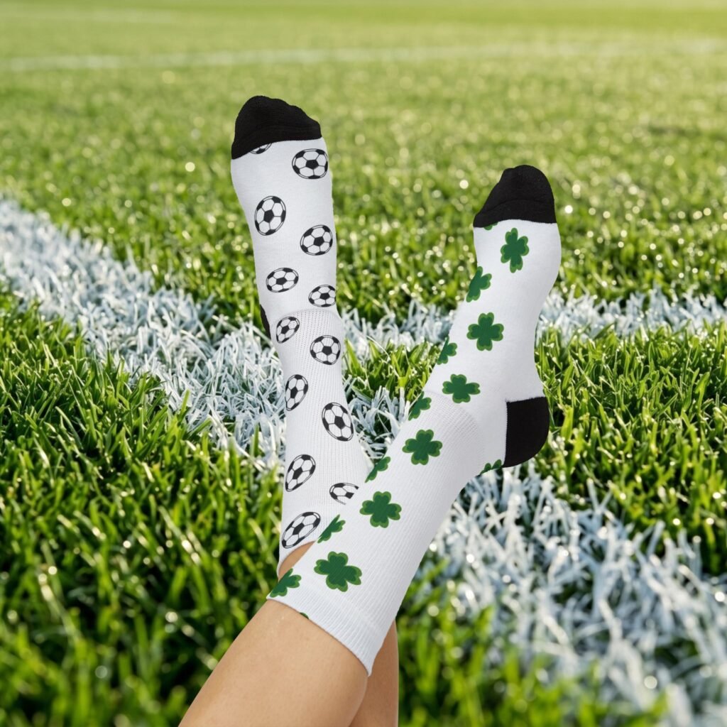 Lucky Socks with a soccer ball and clover pattern