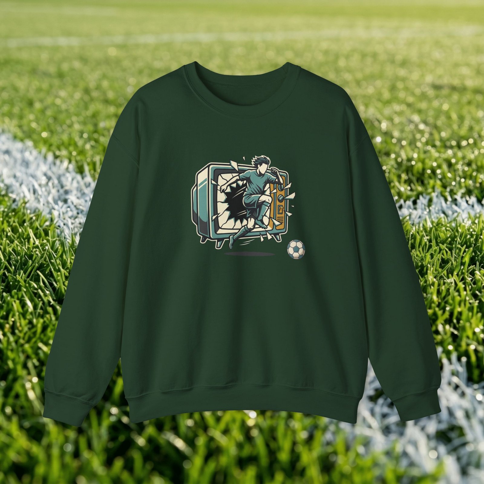 Vintage split screen design - retro TV with football player - Image 8