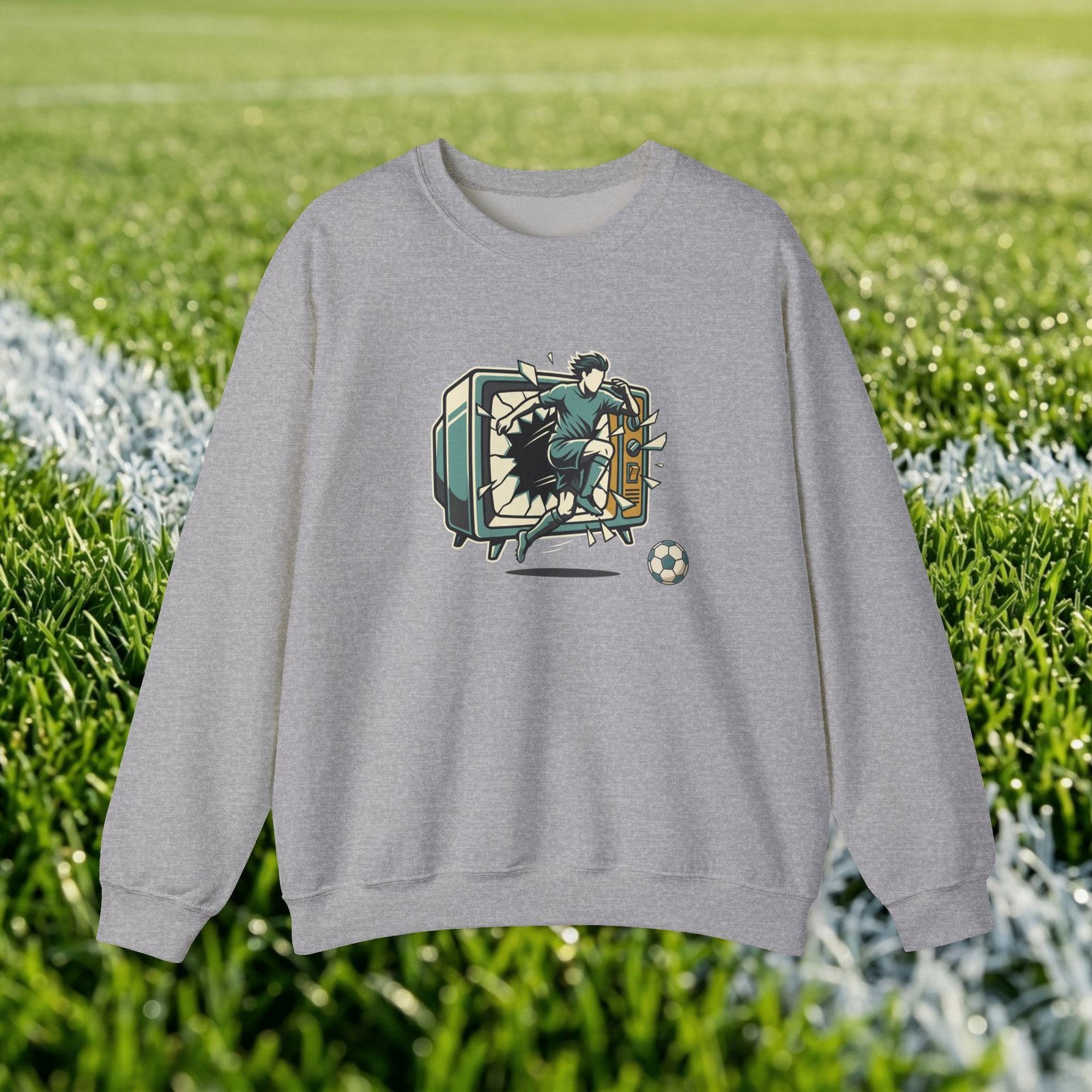 Vintage split screen design - retro TV with football player - Image 2