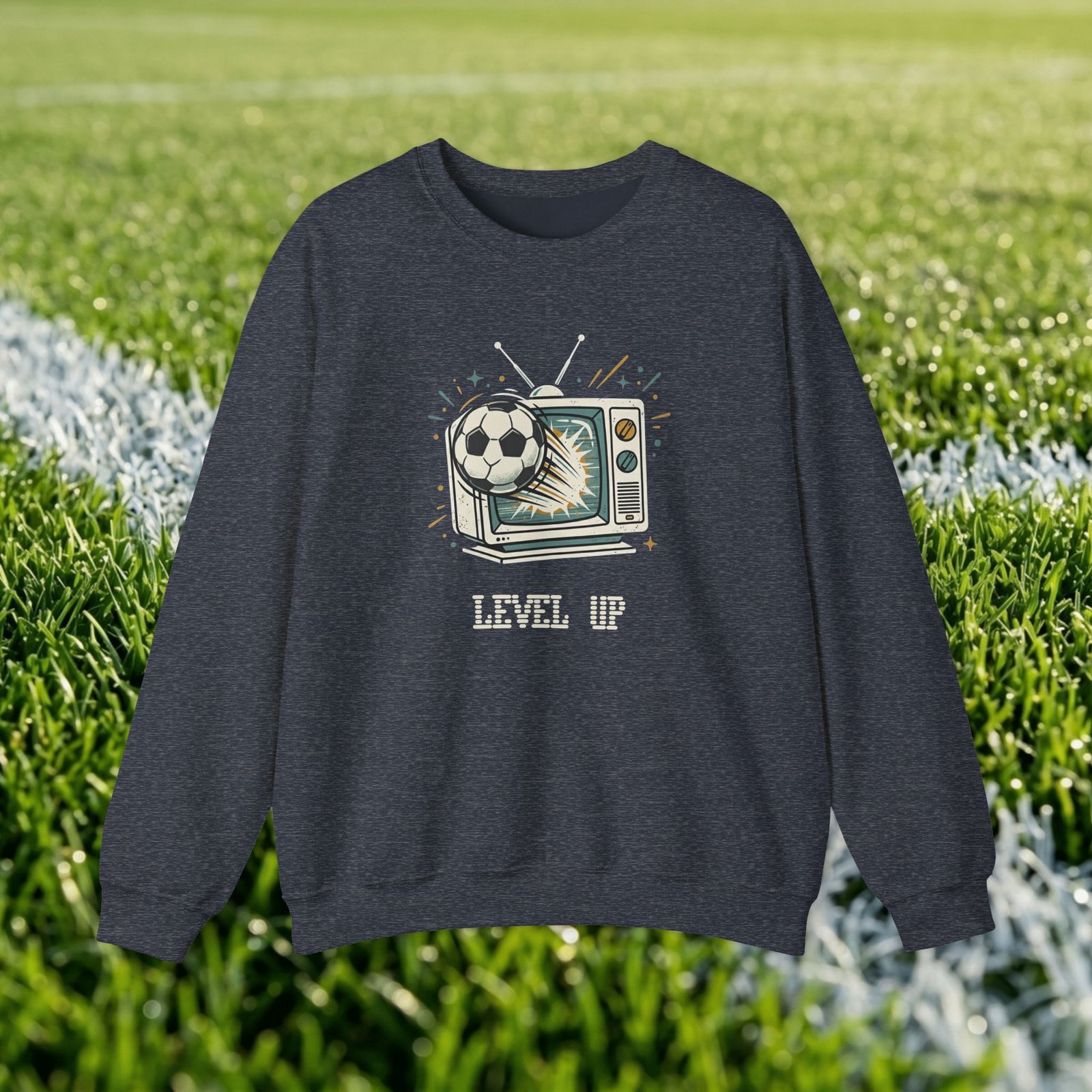 Retro TV 'Level Up' Crewneck Sweatshirt — Vintage Gaming Gamer Gift - Image 4
