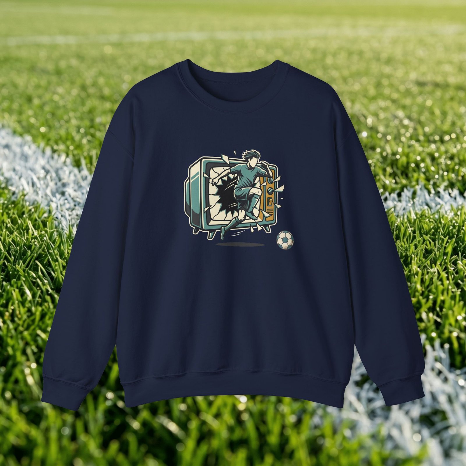 Vintage split screen design - retro TV with football player - Image 11