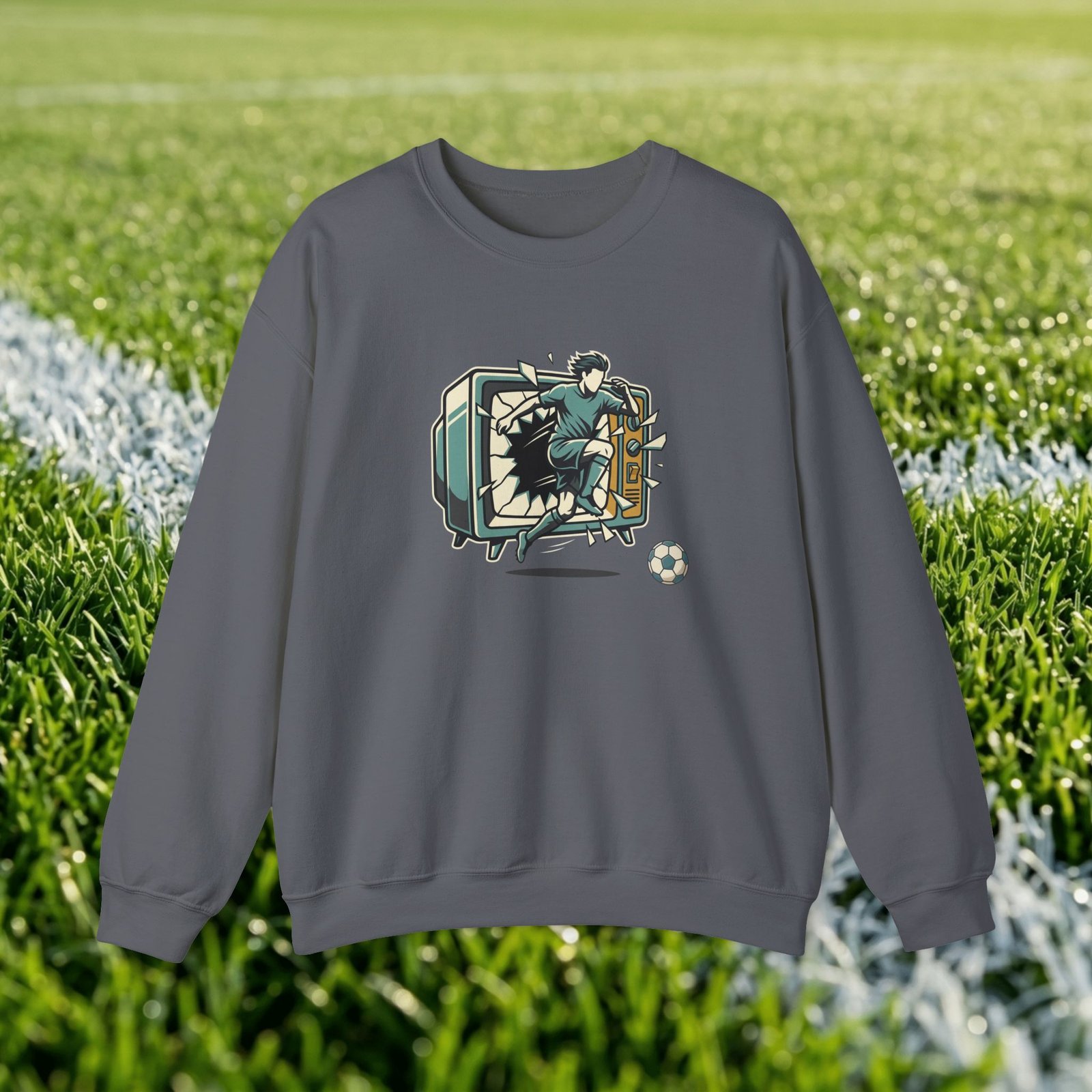 Vintage split screen design - retro TV with football player - Image 6