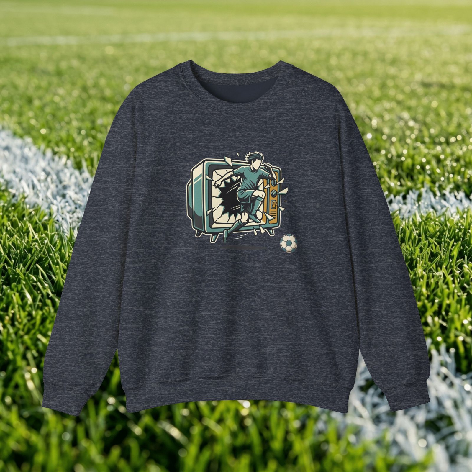 Vintage split screen design - retro TV with football player - Image 4