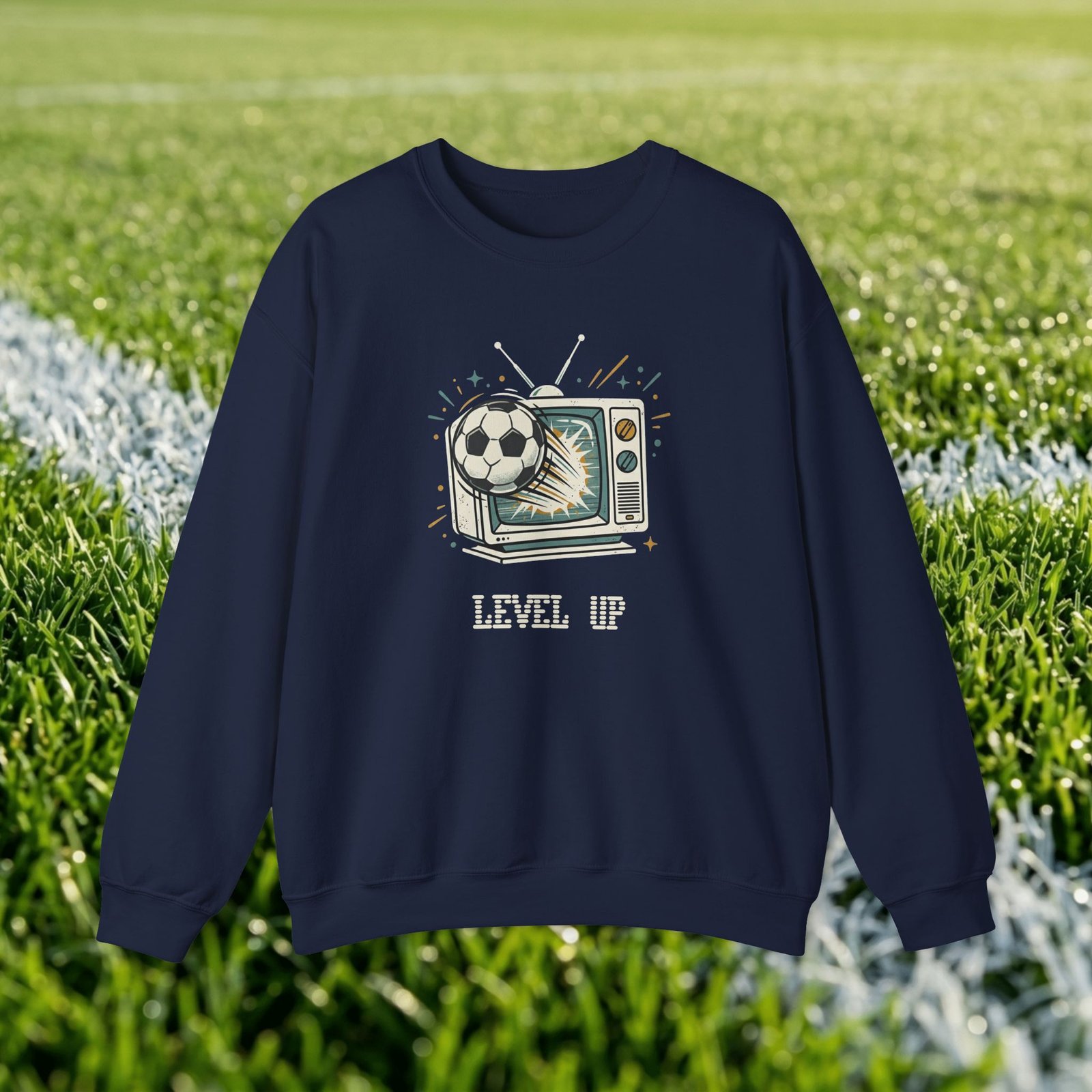 Retro TV 'Level Up' Crewneck Sweatshirt — Vintage Gaming Gamer Gift - Image 8