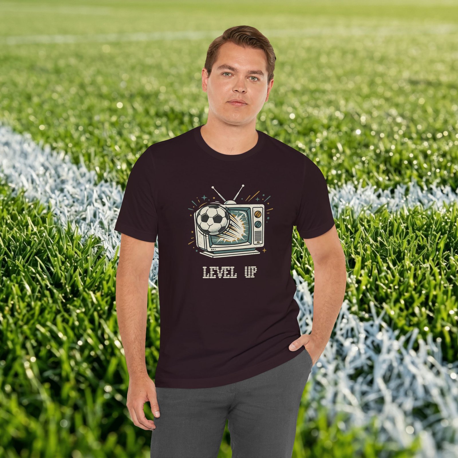 Retro TV Soccer Tee — Soccer Ball Jumping from Vintage Television - Image 20