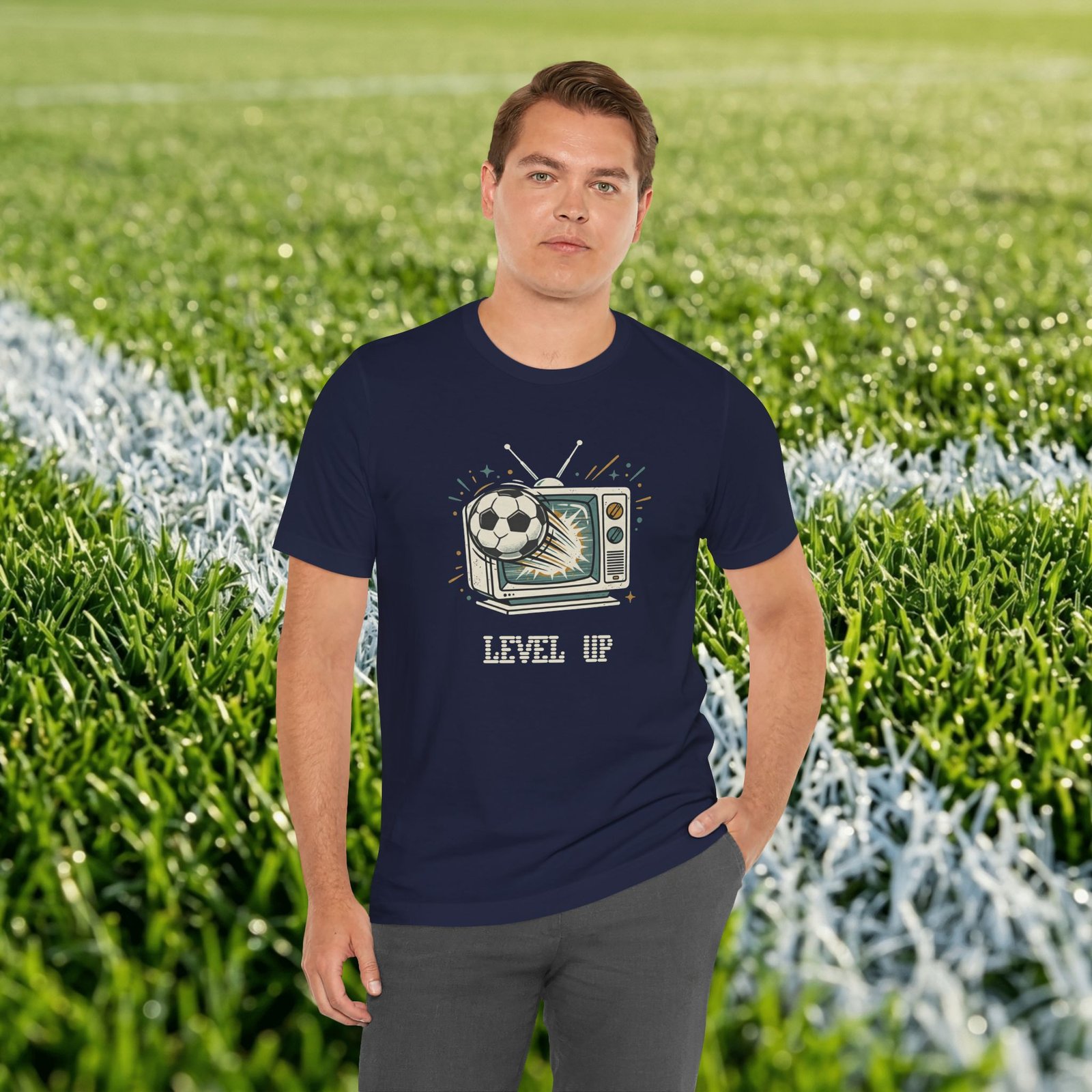 Retro TV Soccer Tee — Soccer Ball Jumping from Vintage Television - Image 18