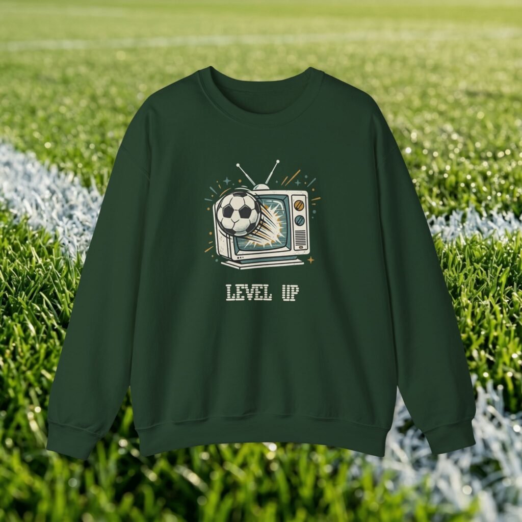 Retro TV 'Level Up' Crewneck Sweatshirt — Vintage Gaming Gamer Gift