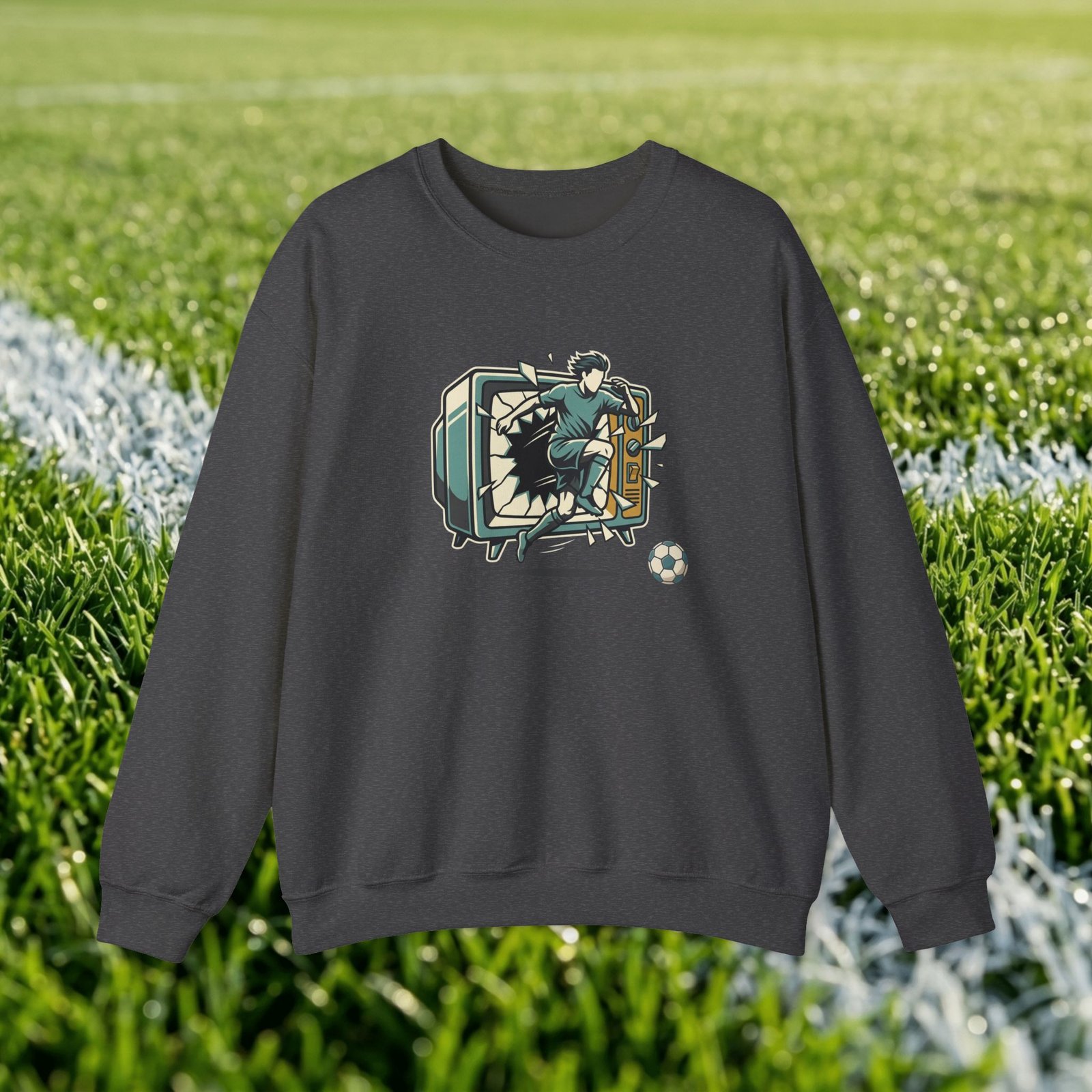 Vintage split screen design - retro TV with football player - Image 10