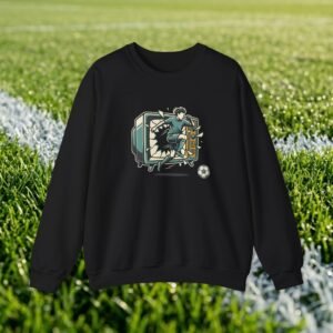 Vintage split screen design - retro TV with football player