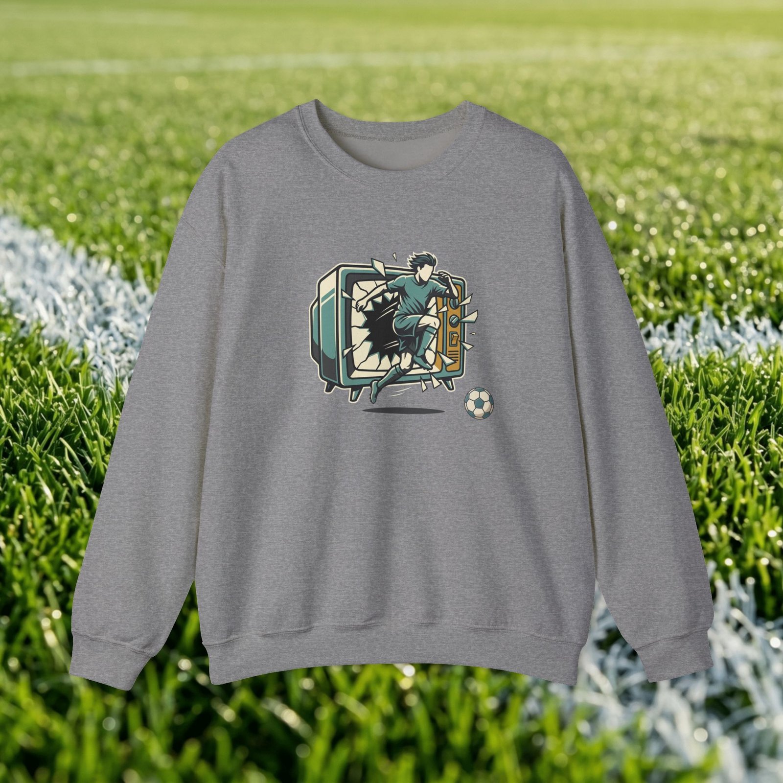 Vintage split screen design - retro TV with football player - Image 3