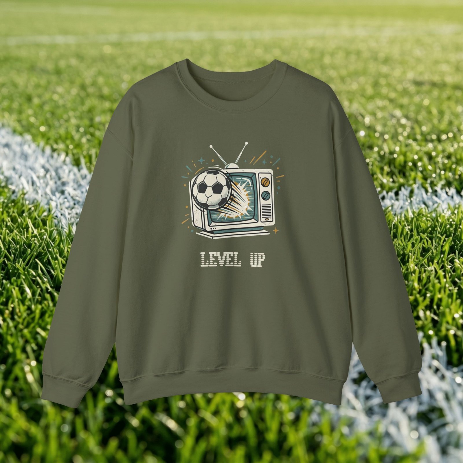 Retro TV 'Level Up' Crewneck Sweatshirt — Vintage Gaming Gamer Gift - Image 9