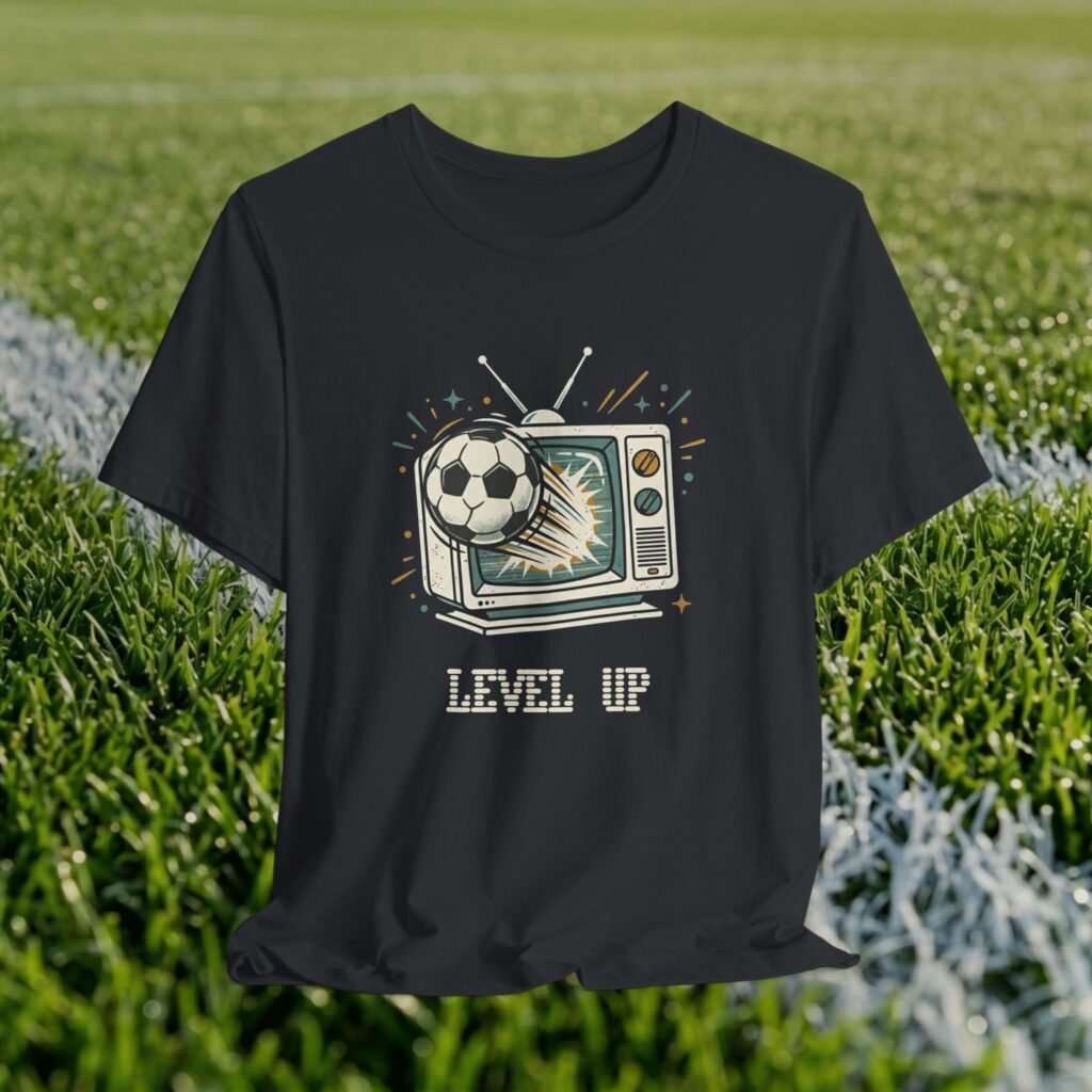 Retro TV Soccer Tee — Soccer Ball Jumping from Vintage Television