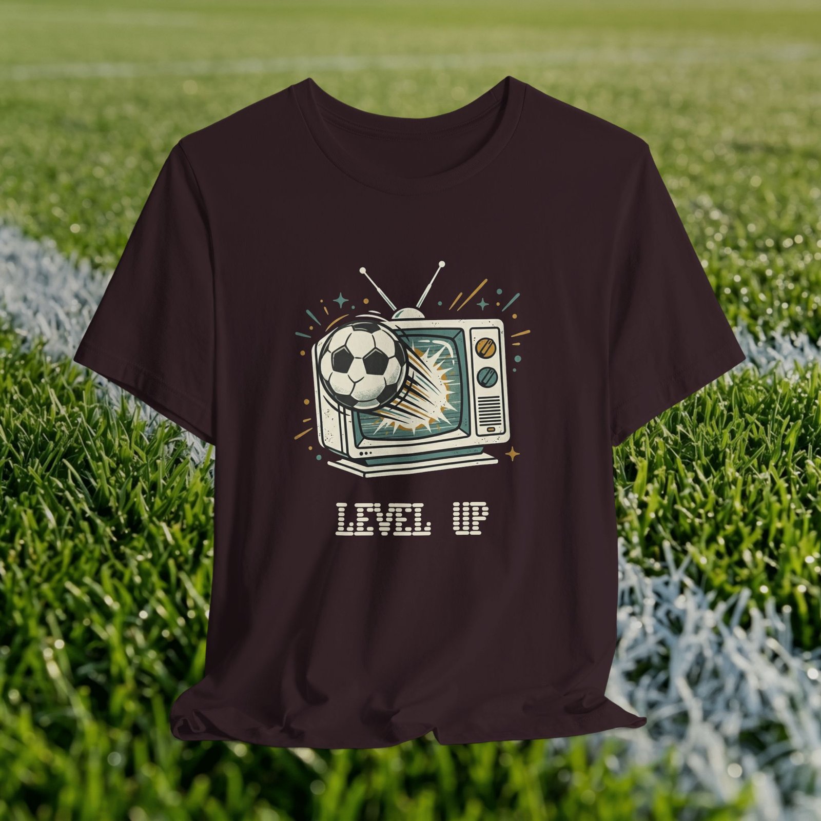 Retro TV Soccer Tee — Soccer Ball Jumping from Vintage Television - Image 19