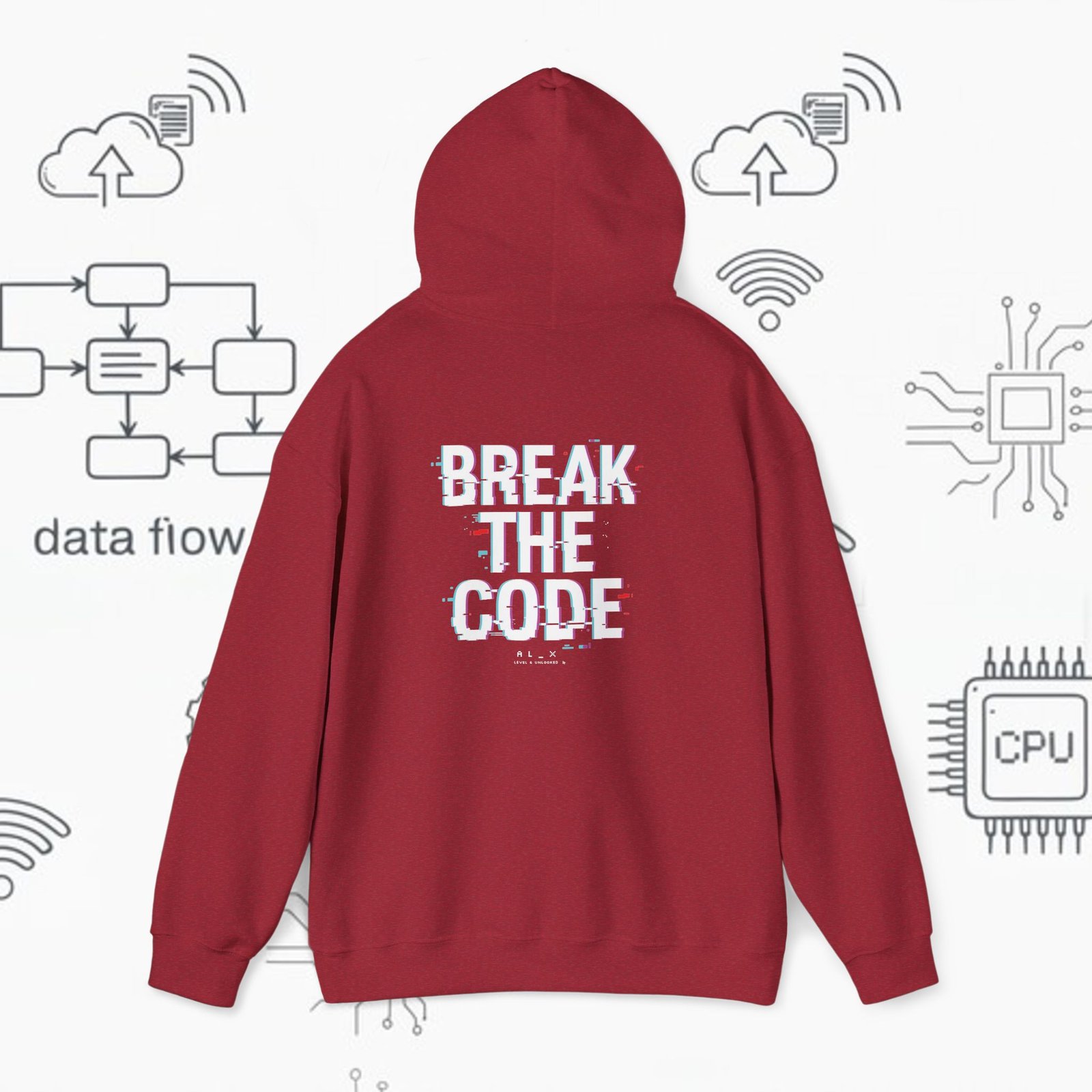 Break the Code — Glitch Tech Graphic Pullover - Gildan · 18500 - Image 18