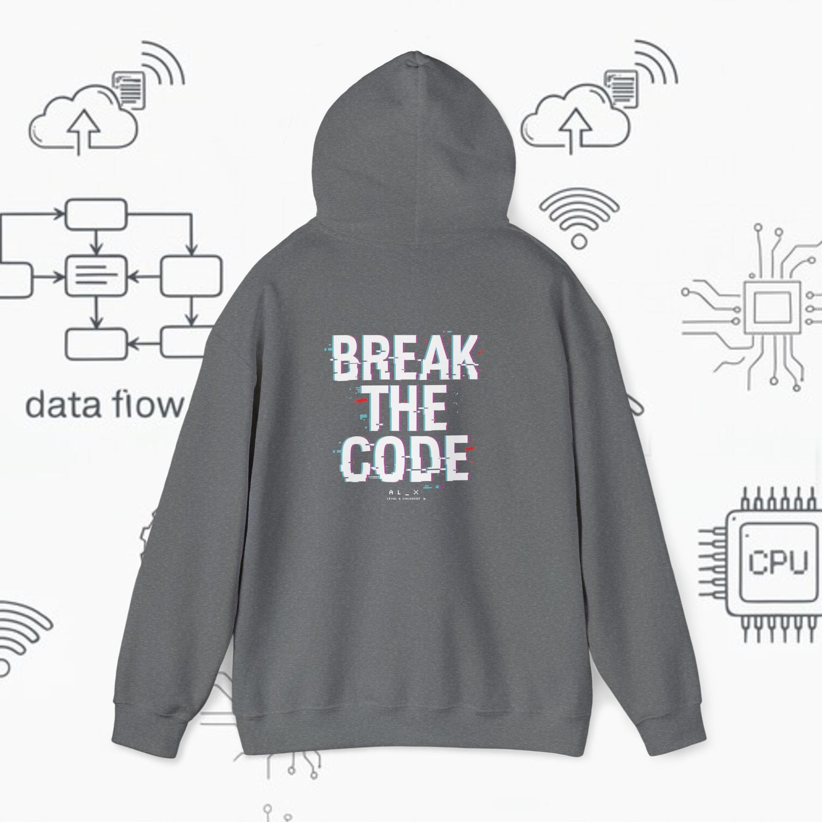 Break the Code — Glitch Tech Graphic Pullover - Gildan · 18500 - Image 12
