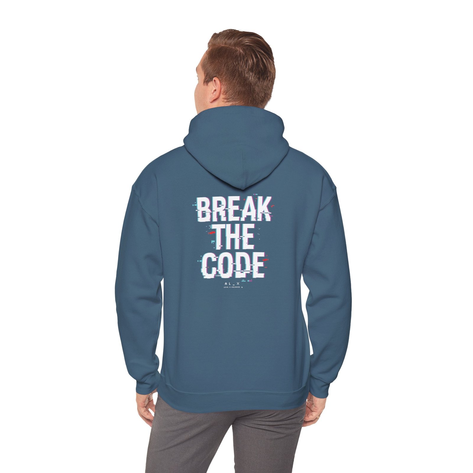 Break the Code — Glitch Tech Graphic Pullover - Gildan · 18500 - Image 4