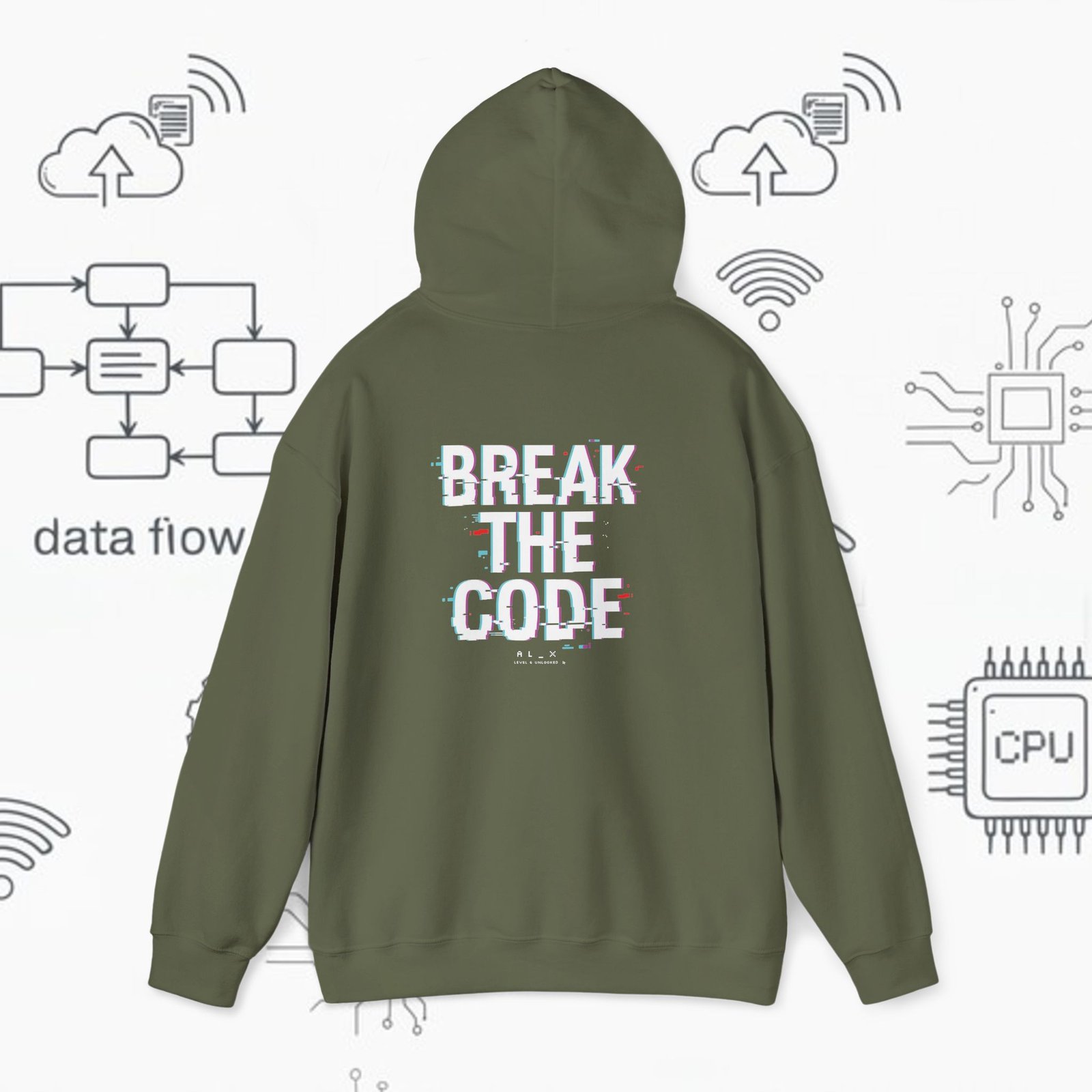 Break the Code — Glitch Tech Graphic Pullover - Gildan · 18500 - Image 10