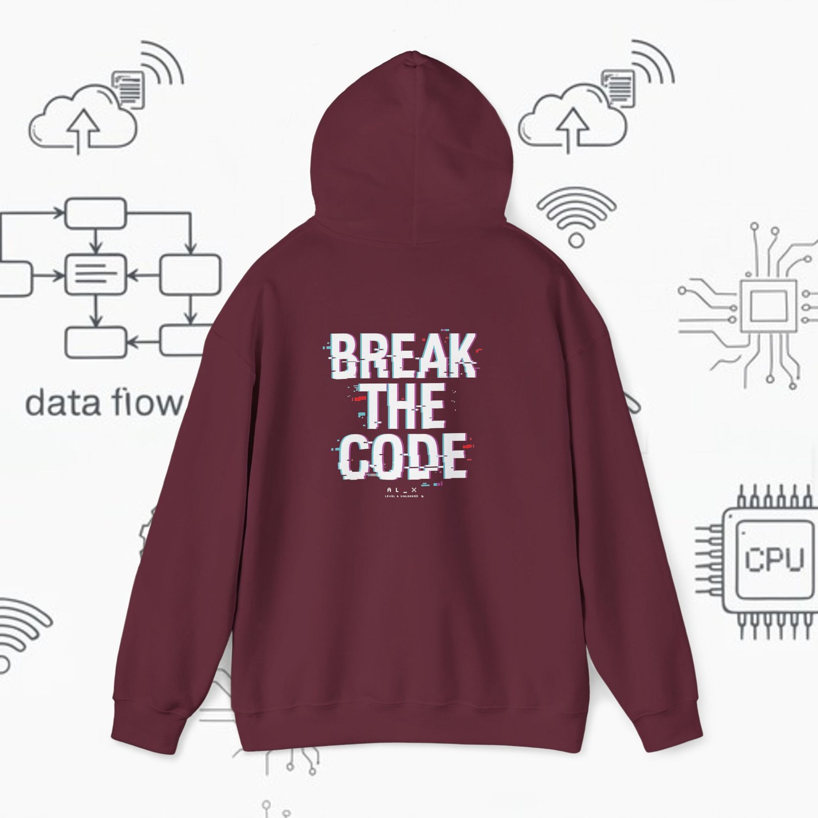 Break the Code — Glitch Tech Graphic Pullover - Gildan · 18500 - Image 8