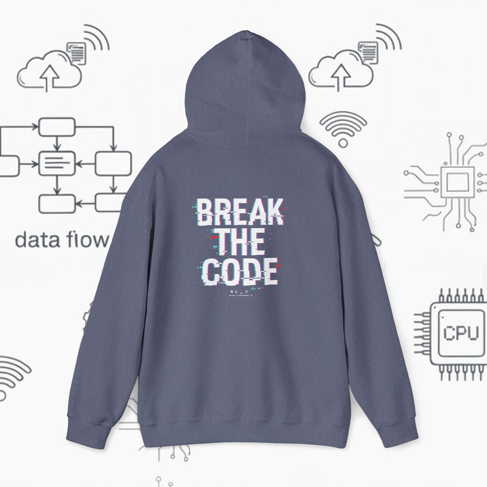 Break the Code — Glitch Tech Graphic Pullover - Gildan · 18500 - Image 16