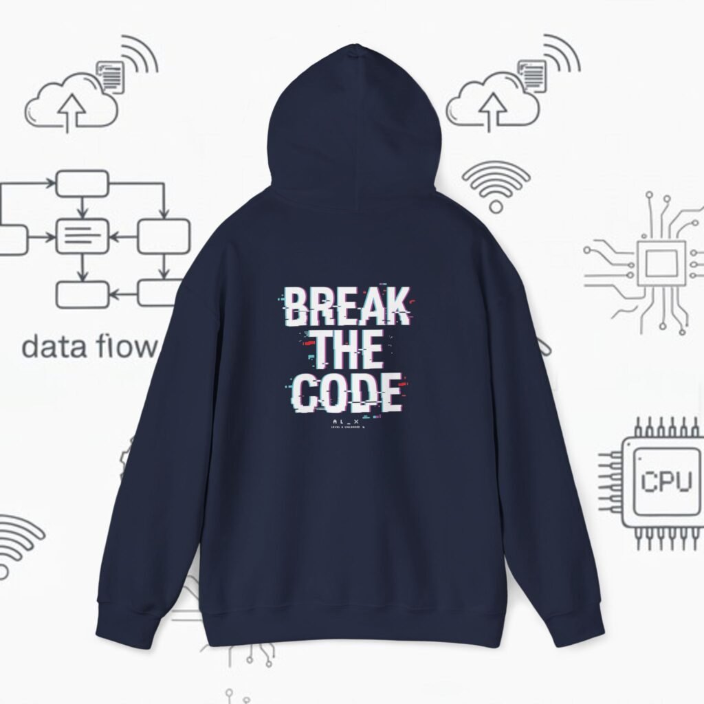 Break the Code — Glitch Tech Graphic Pullover - Gildan · 18500